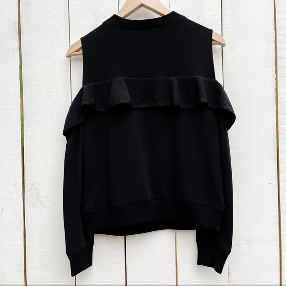 A.L.C. Lindsey Ruffle Cold Shoulder Top Black Women’s 0 - Picture 11 of 16